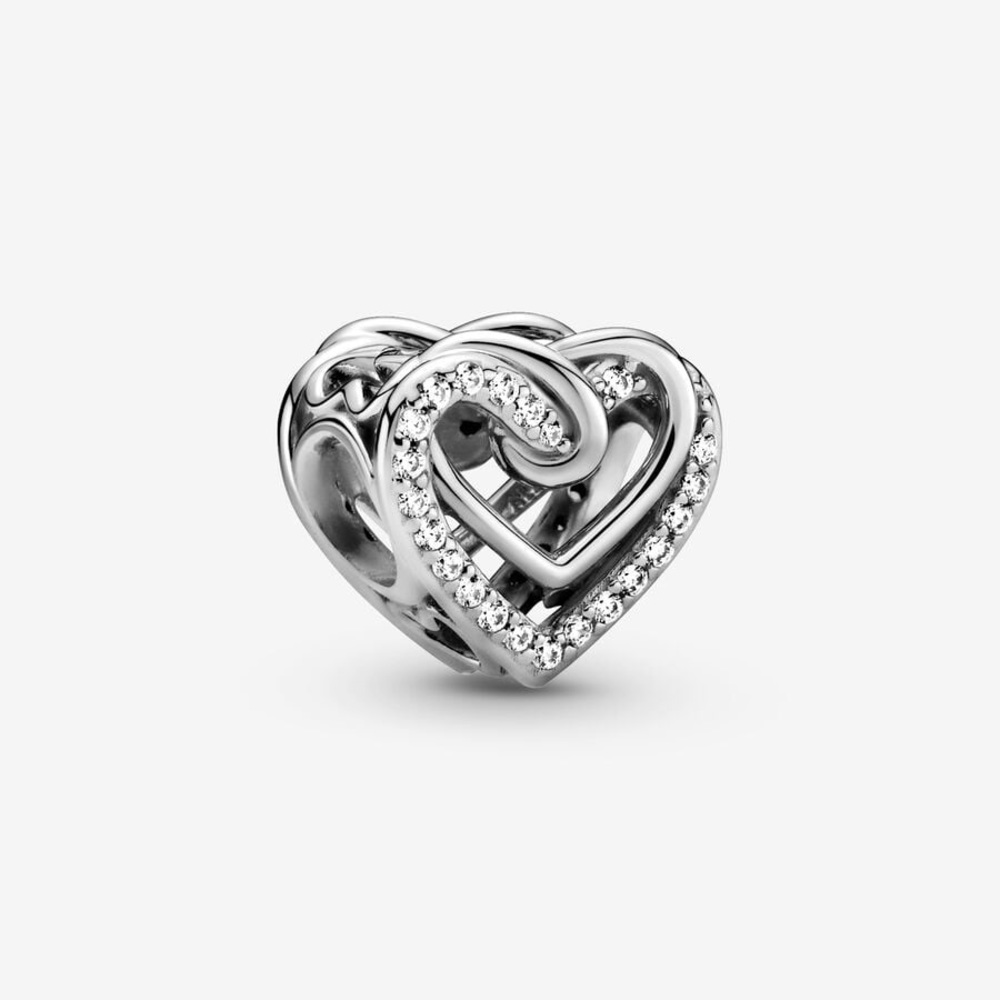 Pandora, Silver Sparkling Entwined Hearts Charm